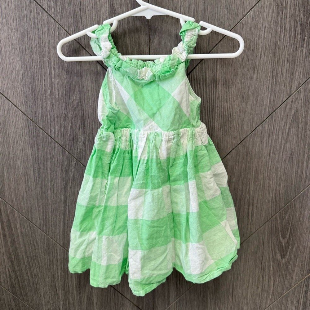 Cat & Jack Green and White Checkered Toddler Girl Dress